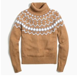 J. Crew Tan and White Turtleneck Sweater